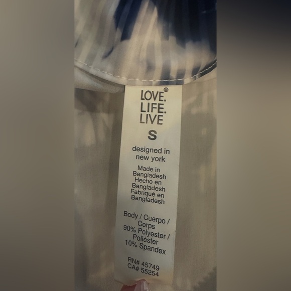 Love Life Live Zip Up Jacket Size Small Navy White Tie Dye Print Lightweight - Picture 8 of 12